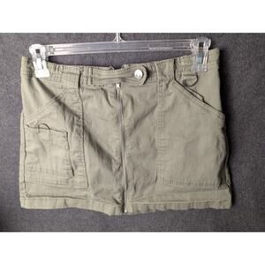Ultra Flirt WOMEN'S CARGO Mini Skirt Zip Up ARMY FATIGUE GREEN Belted Large